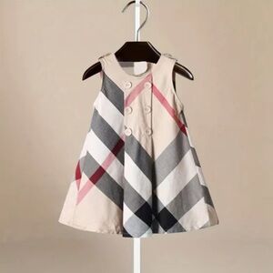 NWT Burberry style Kids Dress in Beige, Red, and Black check girls size 8